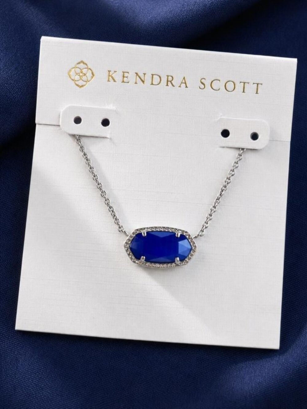 Kendra Scott Elisa Silver Cobalt Cat's Eye Pendant Necklace